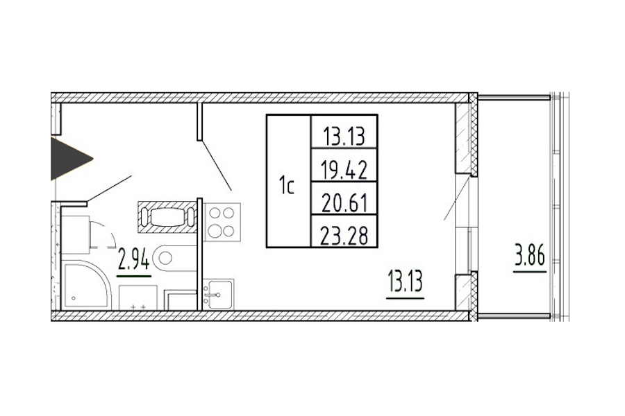 Квартира студия 19.42 м², 2/13 эт., ЖК «Полис Приморский 2»